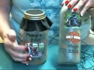 Lighted Wine Bottles and Mason Jars for Bikers by Jims Custom Crafts