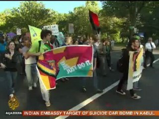 Small scale of anti-Afghan war protests in the US - 8 Oct 09