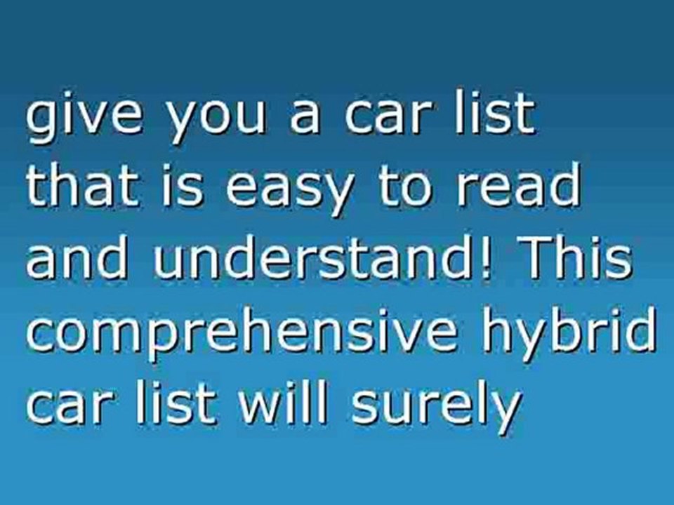 The Hybrid Car List