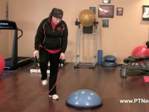 Hamstring Kickbacks with Band and BOSU Ball - Personal Training Exercise of the Day