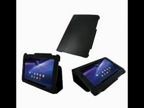 rooCASE Ultra Slim (Black) Leather Case Cover Cover for Toshiba Thrive 10.1-Inch Android Tablet
