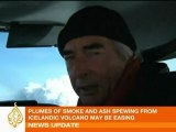 Ash cloud lightens over Iceland volcano