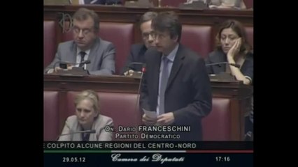 Franceschini - Terremoto - Subito una legge quadro sulle calamità naturali (29.05.12)