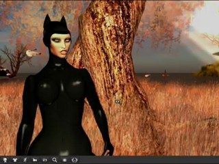 Realistic Female Mesh Latex Cat Avatar with Costumes