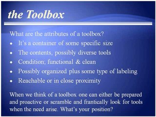 Scriptures & The Toolbox Pt1
