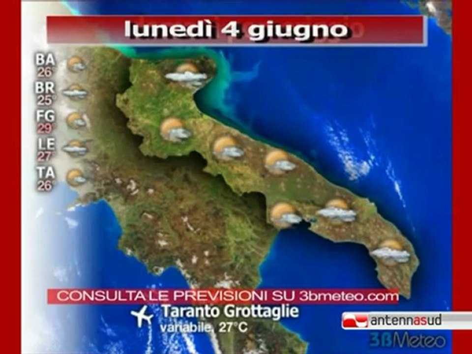 Previsioni del tempo, lunedì 4 giugno