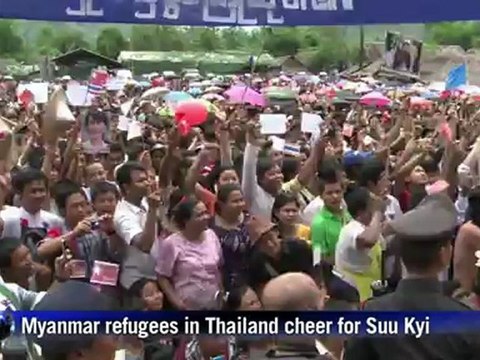 Myanmar refugees in Thailand cheer Suu Kyi