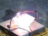 Lithium battery in iceblock burns out