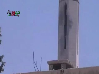 Download Video: Syria فري برس ريف دمشق   حمورية   قصف مأذنة جامع الخولاني 2 6 2012 Damascus