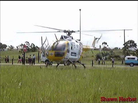 HEMS Eurocopter Mbb BO-105 Landing to evacuate a Patient