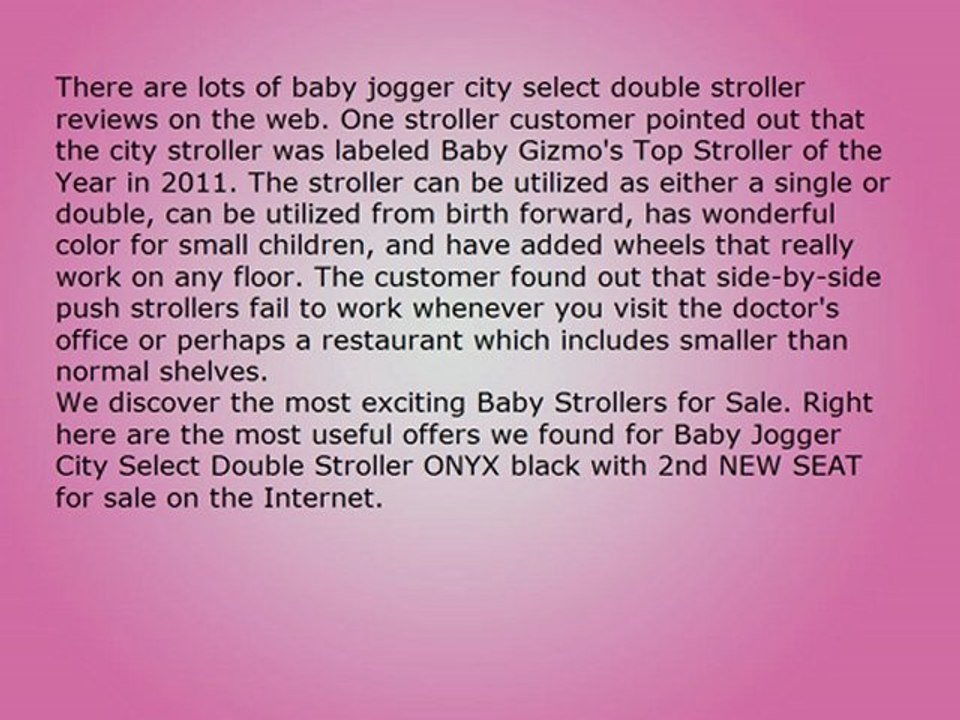 Baby jogger city select double stroller