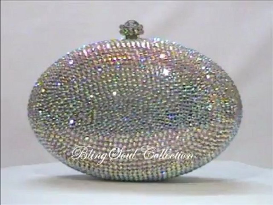 Silver Aurora Borealis Crystal Clutch Purse