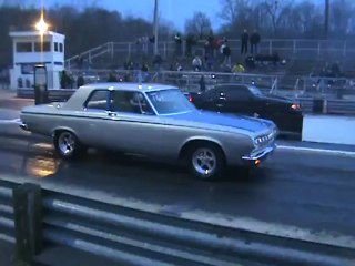 Silver Muscle Car mid 12 second drag strip runs