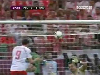 الهدف الاول لبولندا فى مرمى اليونان - ليفاندويسكى
