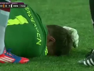 تهور فان بيرسي مع حارس الدنمارك Yallakora.com