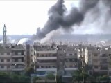 Syria فري برس حمص القصور لحظة سقوط عدة صواريخ هااام   9 6 2012 Homs