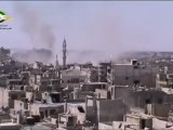 Syria فري برس   حمص هاااااام جدا لحظة سقوط قذيفة على حي الخالدية 9  6 2012 Homs