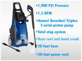 AR Blue Clean AR383 1,900 PSI 1.5 GPM 11 Amp Electric Pressure Washer With Hose Reel