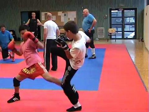 savate boxe française du mont-blanc : atelier technique gant bleu B.F