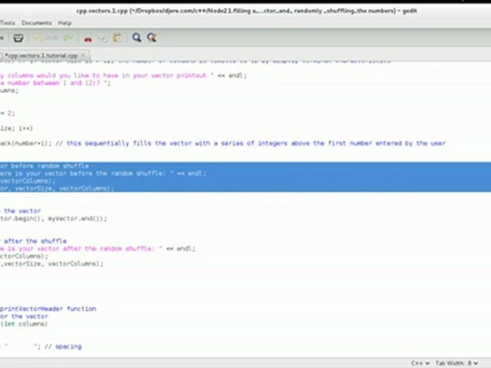 cpp.vectors.1: Filling and Shuffling a C++ Vector (Node 21)