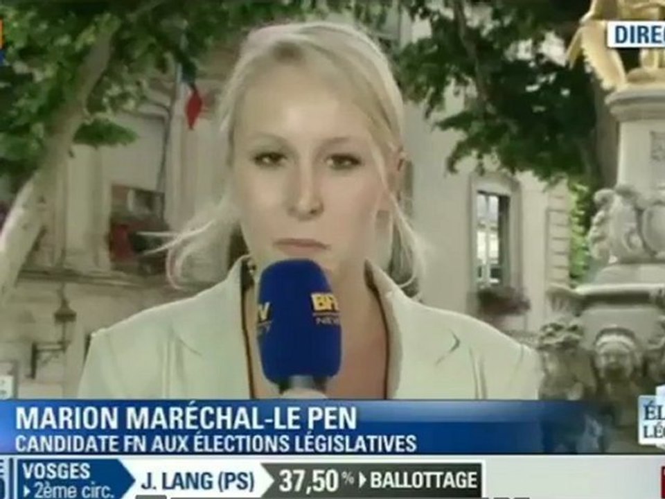 Réaction de Marion Maréchal - Le Pen - Législatives 2012