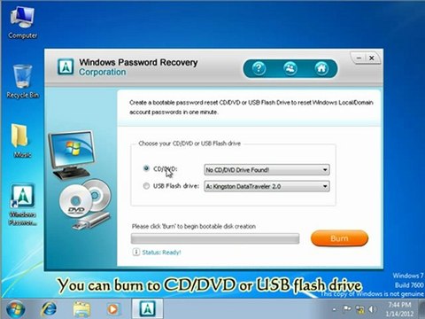 Unlock Password on Windows Local or Domain by Burning a Bootable CD/DVD/USB Flash Drive