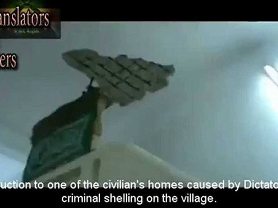 Syria فري برس Syria Latakia  Majdal Destruction to a civilian home by Assad's criminal shelling June 12 2012 mp4