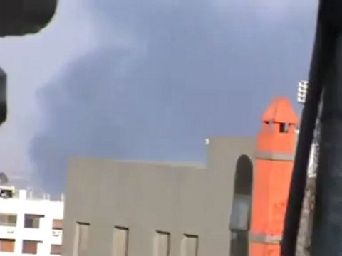 Syria فري برس دمشق حي برزة الدخان المتصاعد نتيجة القصف العشوائي 11 6 2012Damascus