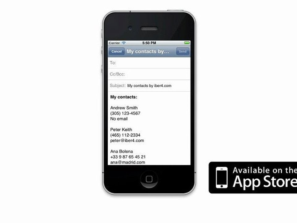 Backup iPhone Contacts to Email - Save Contacts Email App
