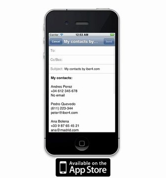 Extraer contactos del iPhone y enviarlos por email - Guardar Contactos Email App