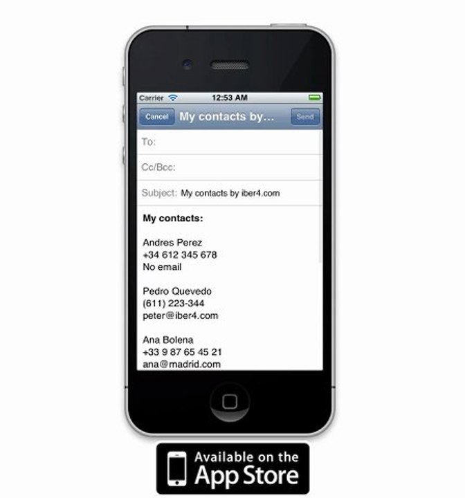 Extraer contactos del iPhone y enviarlos por email - Guardar Contactos Email App