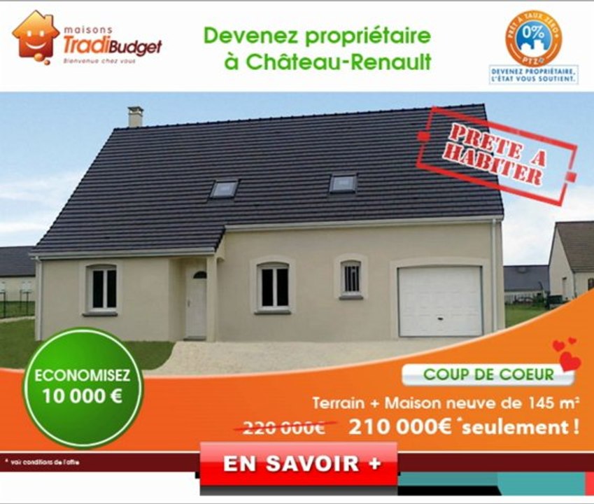 A vendre maison neuve 145m2 (belles finitions) avec jardin à Château Renault - Maisons Tradibudget