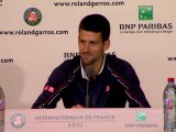 Djokovic in press conference after the 2012 final