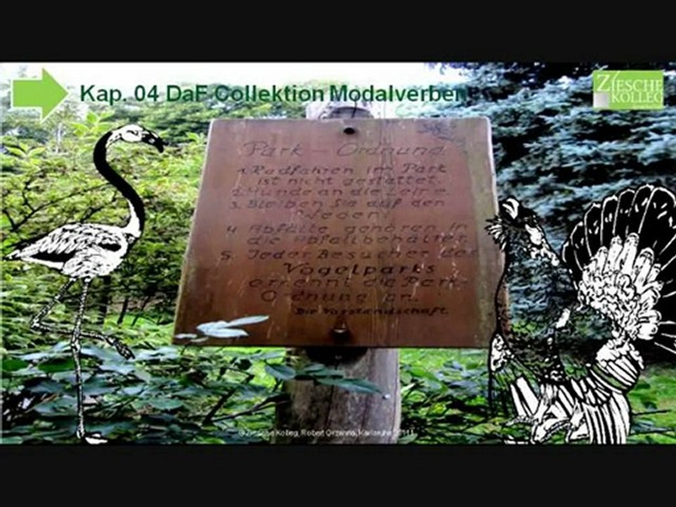 Kap. 04 DaF Collektion Modalverben  Schild Vogelpark