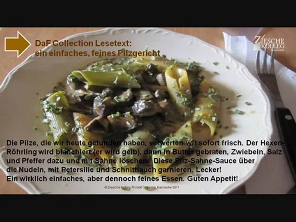 A2-B1 Lesetext Ein feines Pilzgericht