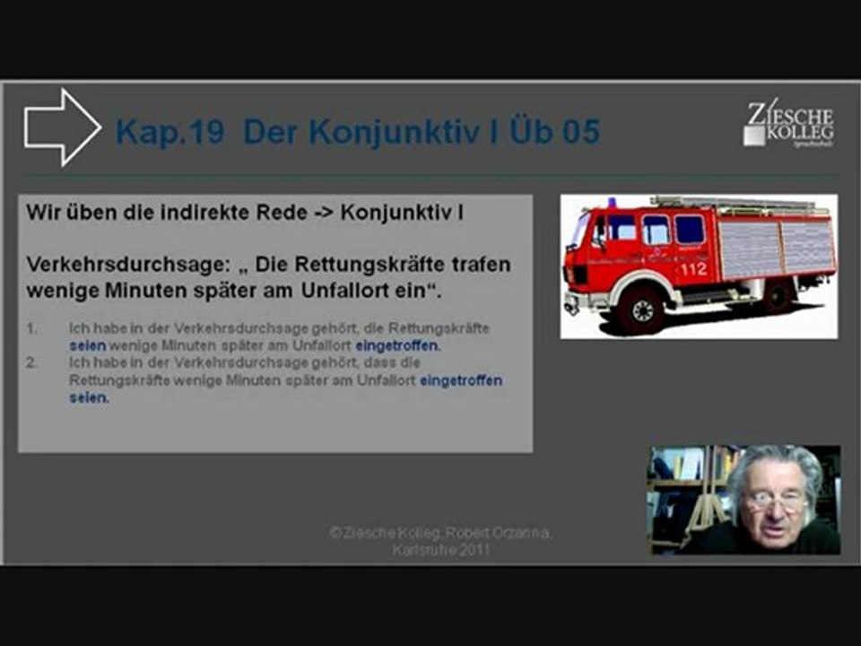Kap. 19 Kurs A2-DSH Konj. I ind. Rede Üb-Beispiel 05 Vergangenheit
