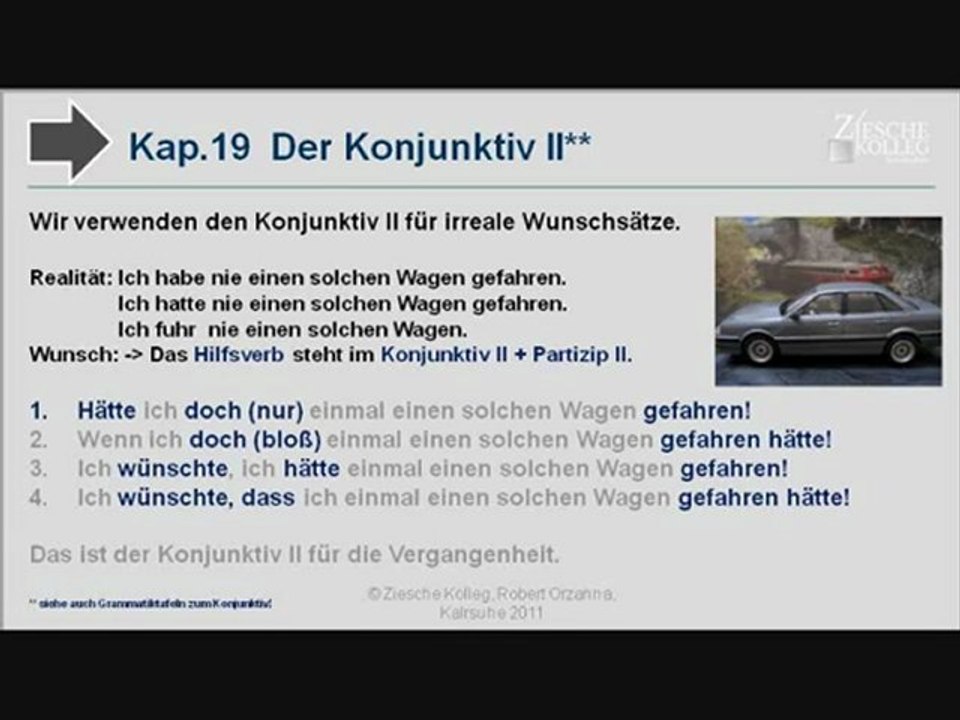 Kap. 19 Kurs A2-B1 Der Konjunktiv II irreale Wunschsätze Vergangenheit