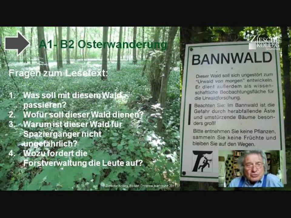A2-B1 Osterwanderung 01 Bannwald Fragen zum Lesetext