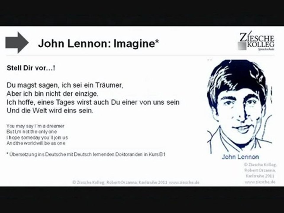 A2 - B1 John Lennon lyrics Imagine E-D