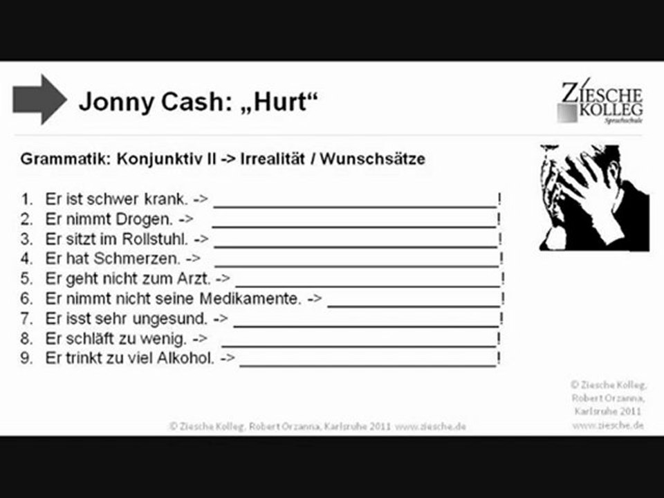 B1-2 Jonny Cash 'Hurt' Konj  II starke Verben