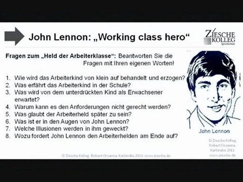 B1-C1 John Lennon lyrics working class hero Fragen
