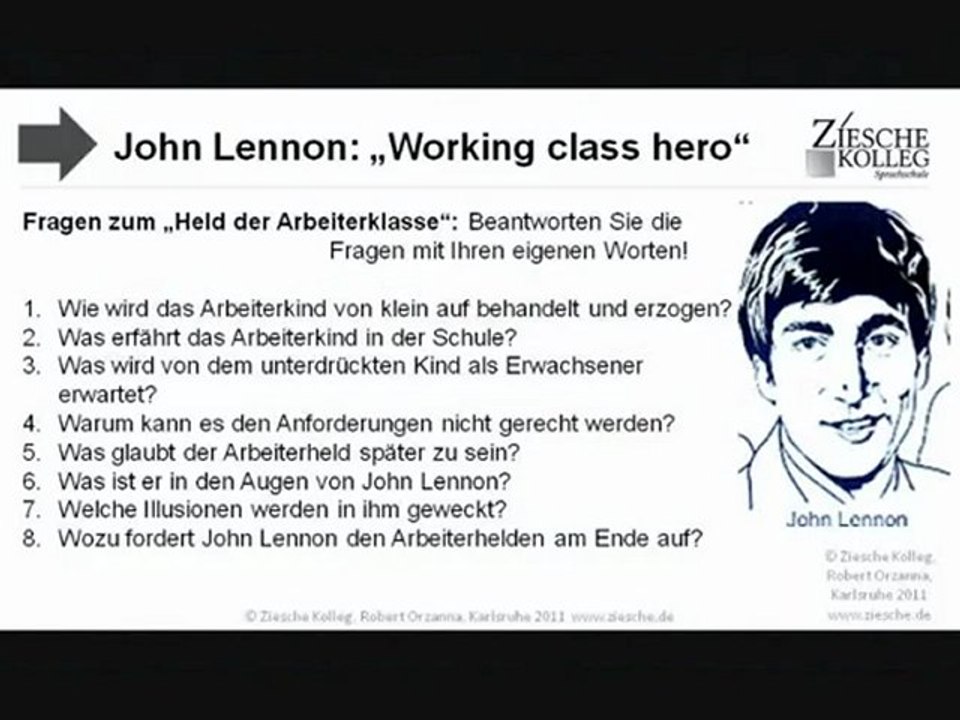 B1-C1 John Lennon  lyrics working class hero Fragen