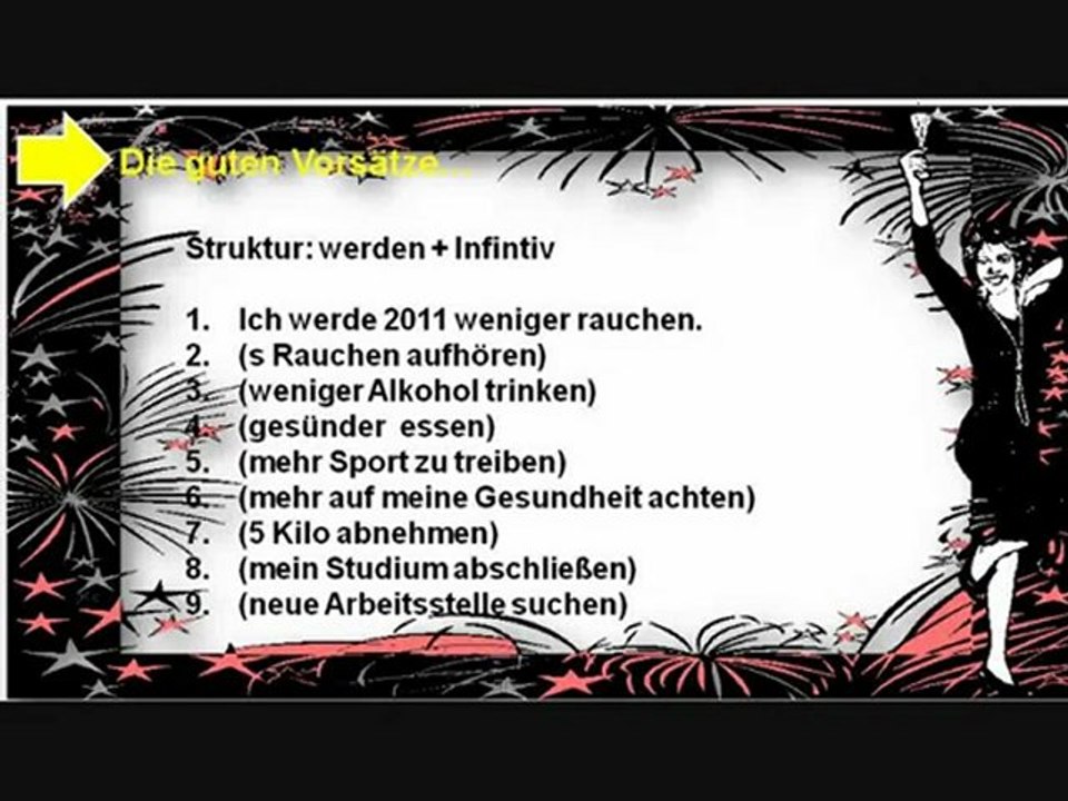 A1 Neujahr Die guten Vorsätze werden + Infinitiv