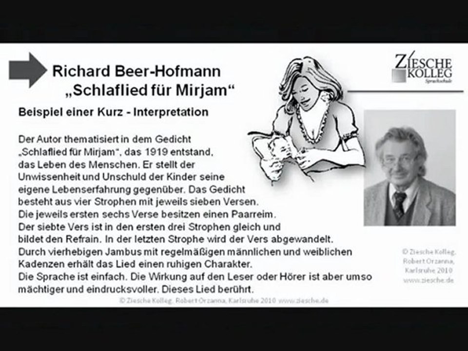 C1-C2 Literatur Lyrik Schlaflied für Mirjam Interpretation 1