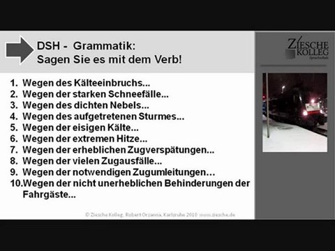 A2 DSH Grammatik zum Lesetext CNL und Wintereinbruch Verb S 05