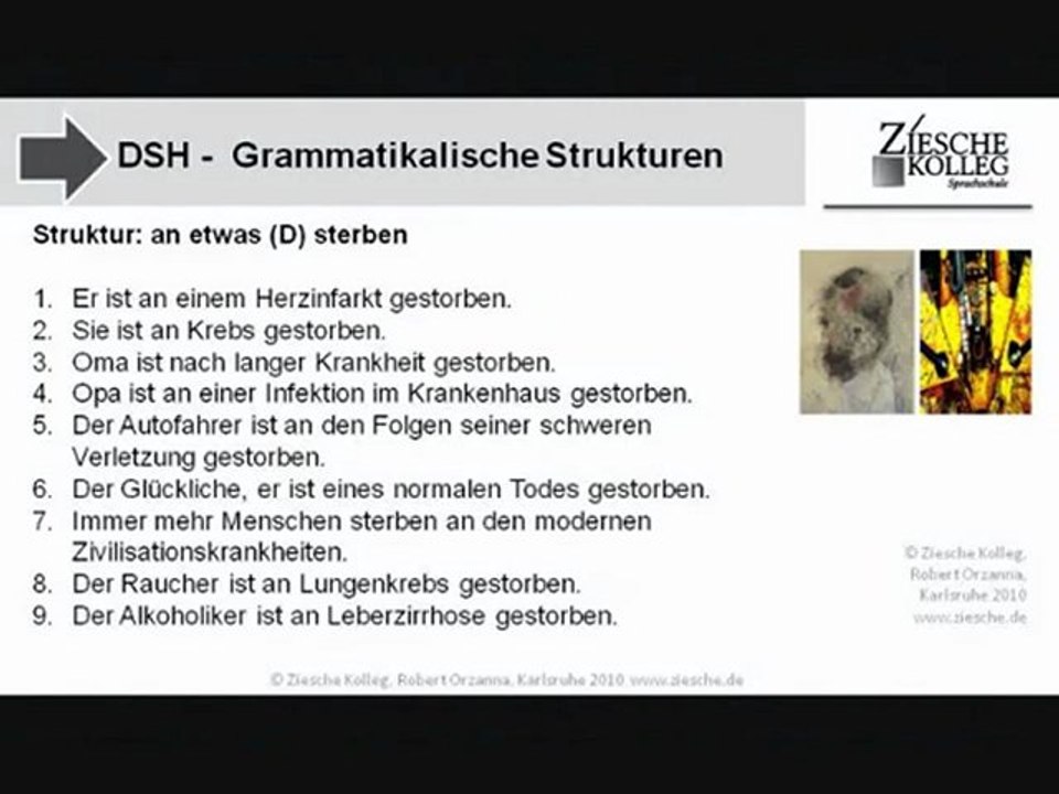 B1-DSH-Vorbereitung Struktur sterben an