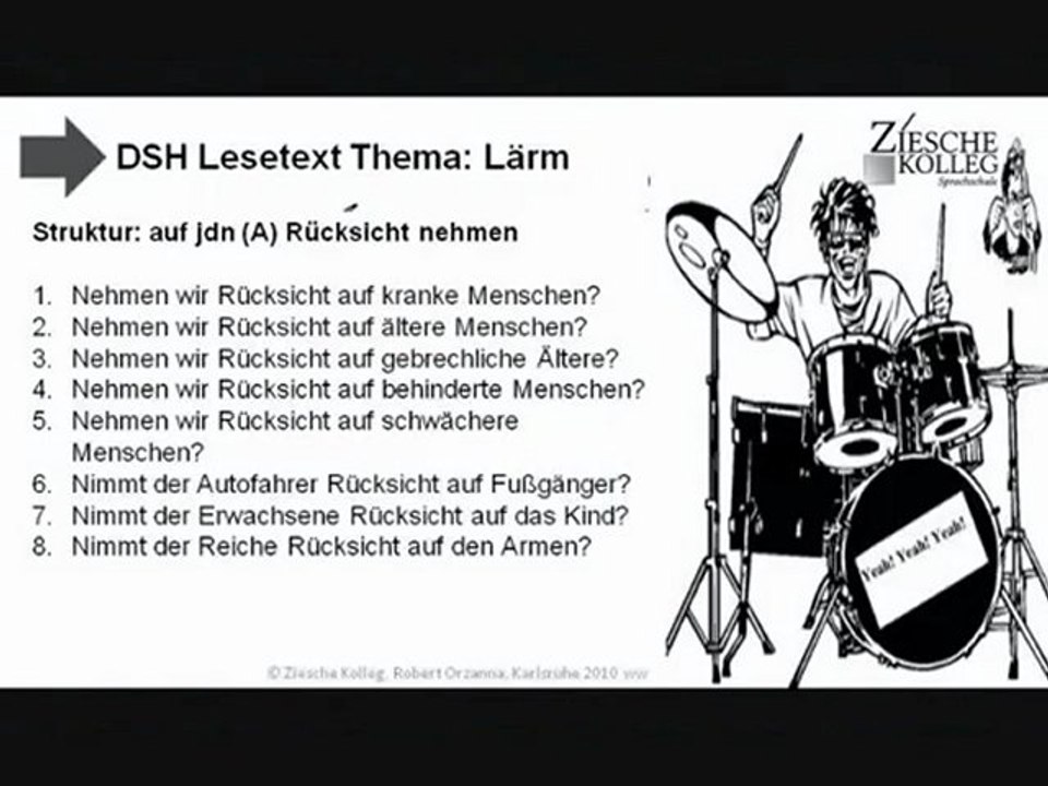 DSH-Vorbereitung Struktur Rücksicht nehmen auf + A