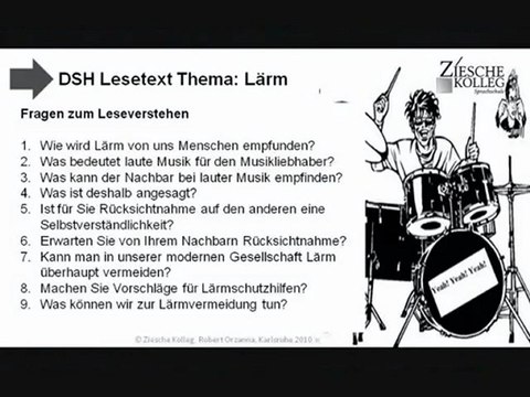 DSH-Vorbereitung Fragen zum Lesetext Lärm
