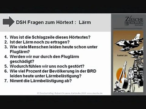 DSH Vorbereitung Fragen zum Hörtext Lärm Teil 1