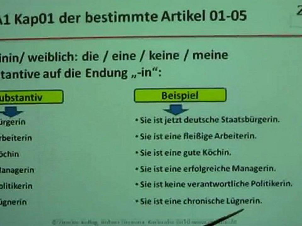 A1.2 Geschlecht der Substantive feminin01-05